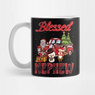 Blessed Nephew Red Plaid Christmas Mug